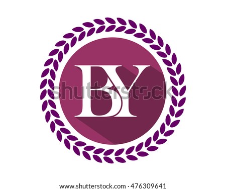 B and Y purple circle initial typography typeface typeset logotype alphabet image vector icon