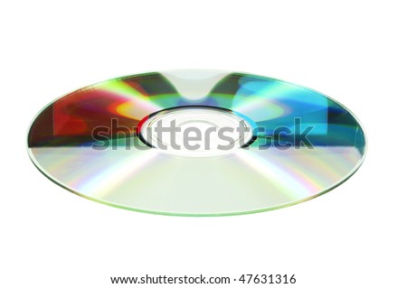 3D glasses reflected in DVD isolated on white with clipping path