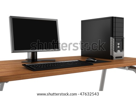 pc on table isolated on white background with clipping path