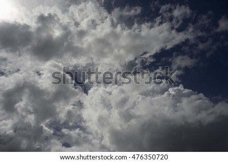 blue sky with stormy rainny clouds