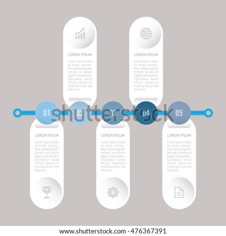 infographic template blue with 5 steps