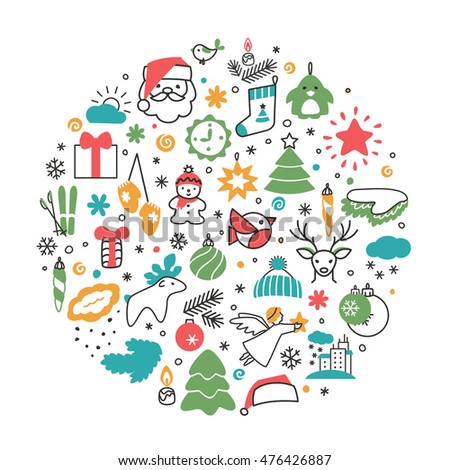 Backgrounds with icons - New Year, Christmas, winter. A vector.