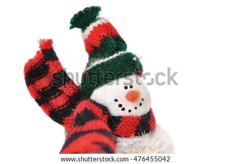 clothes on a snowman isolated on white background