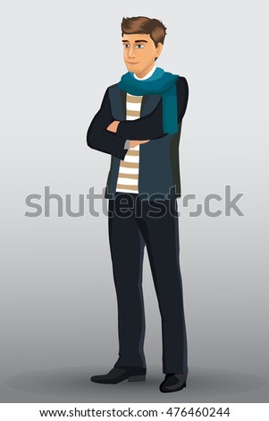 young handsome man in casual clothes. Vector illustration