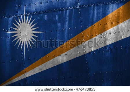 metal texture or background with Marshall Islands flag