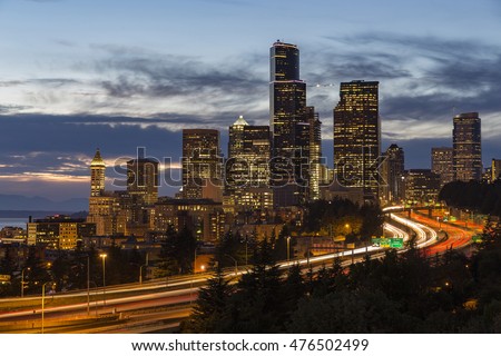 View of Seattle at dusk