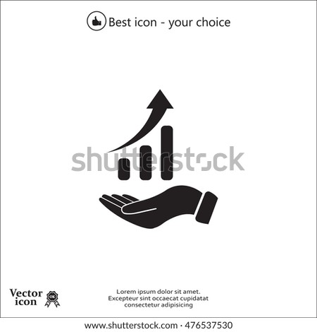 Infographic with hand, chart icon, vector illustration. Flat design style