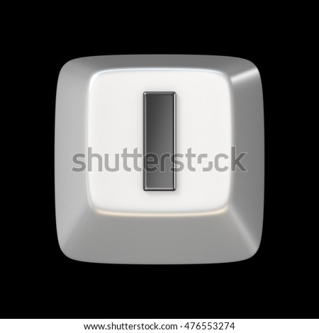 Computer keyboard key FONT. Letter I 3D render illustration isolated on black background