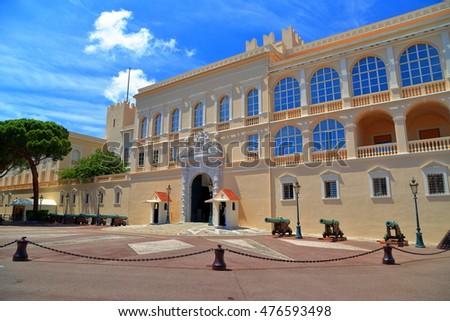 Prince's Palace under the blue sky, Monaco-ville, Monaco
