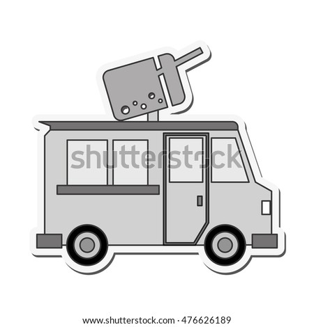 truck ice cream delivery fast food urban business icon. Flat and isolated design. Vector illustration