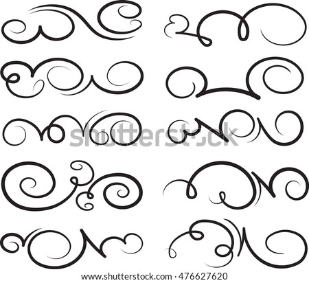 Set of ten calligraphic decorative vector swirls