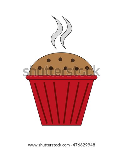 cupcake muffin hot bakery food restaurant icon. Flat and isolated design. Vector illustration