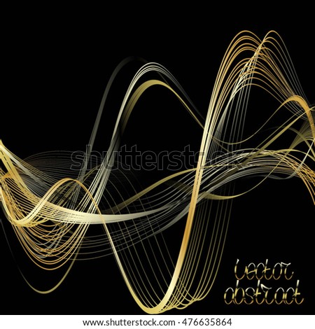 Abstract Structural Curved Background. Beige Lines and Golden Waves. Vector. 3d Illustration