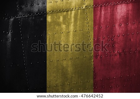 metal texutre or background with Belgium flag