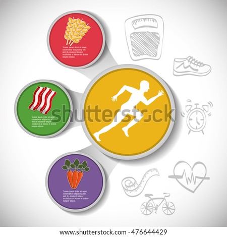 runner athlete man male food running training fitness healthy lifestyle sport marathon icon. Colorful and flat design. Vector illustration