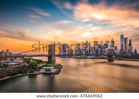 New York City Skyline over the East River.