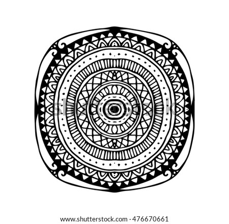 Vector hand draw of abstract circle doodle flower ornament in Zentangle style