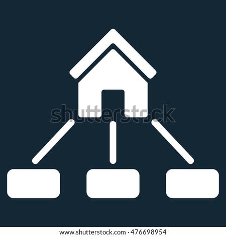 Realty Links icon. Vector style is flat iconic symbol, white color, dark blue background.