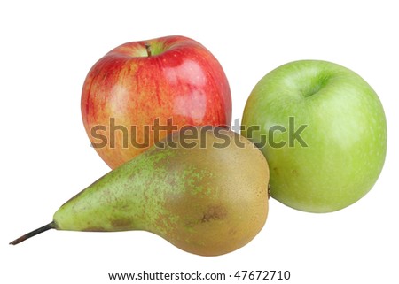 Two apples and pear it is isolated