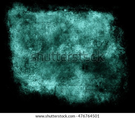 Beautiful blue abstract vintage grunge background. Scratched scary background with black frame. Halloween Wallpaper