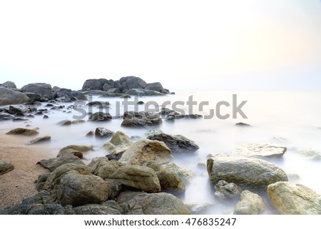 Beautiful Rocky Beach at Muttom, Kanyakumari District, Tamil Nadu India.