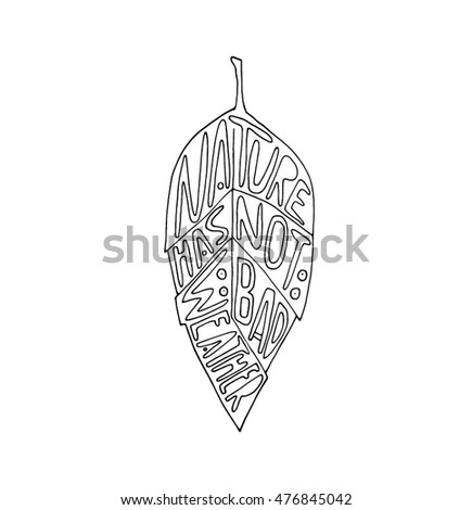 Hand drawn stylized grunge leaf with unique lettering. Flat hello autumn style vector illustration. (Can be used as texture for cards, invitations, DIY, web sites or for any other design.)