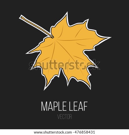 Yellow Maple Leaf Sticker Stylized Vector Illustration