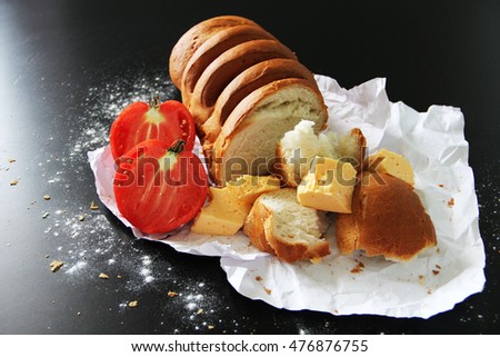 bread and cheese and tomatoes