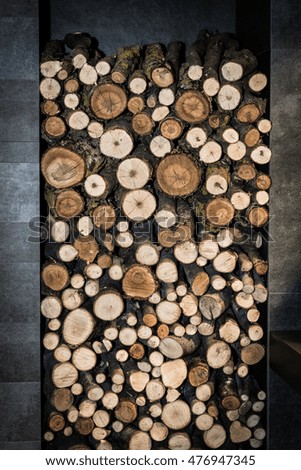 stacked firewood for fireplace