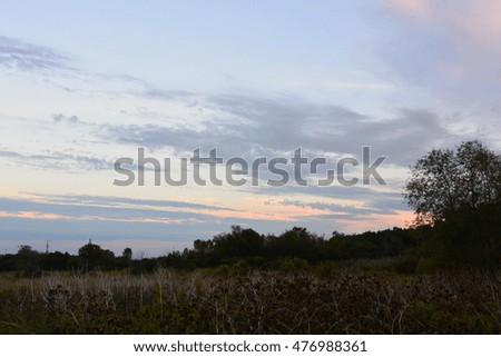 Dark sunset over a field 