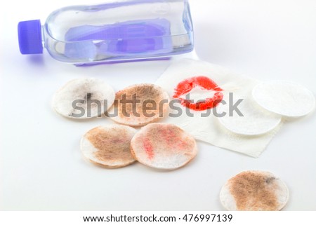 Removing makeup with cotton / Makeup cotton pads / accessories to make up removing Royalty-Free Stock Photo #476997139