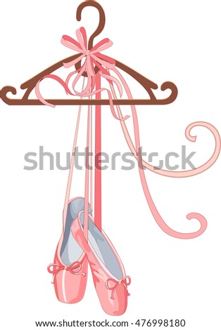 Ballet. pink ballet pointes.isolated on white background. vector illustration