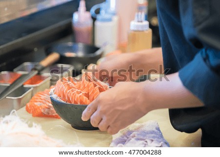 making Japanese sushi
