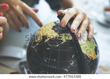 Globe World Map Travel Explore Destination Concept Royalty-Free Stock Photo #477063388