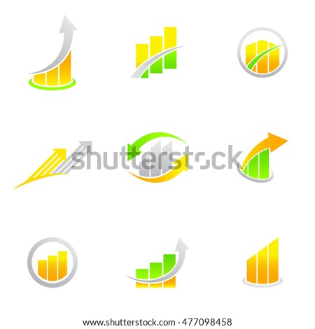 Set of finance chart bar logo template design vector