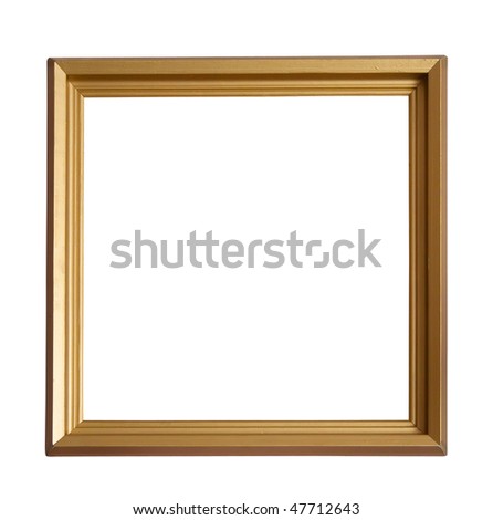 Modern gold picture frame, isolated with clipping path