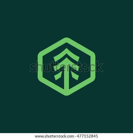 Simple tree badge hexagon shape icon logo graphic