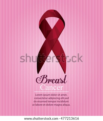 ribbon breast cancer awareness campaign icon. pink and white design striped background. Vector illustration