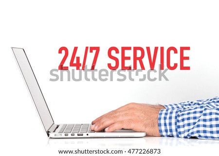 BUSINESS OFFICE BUSINESSMAN WORKING AND 24/7 SERVICE CONCEPT