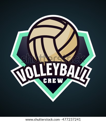 Vector volleyball crew logo with ball. Sport badge for tournament or championship. Sport T-Shirt Graphics 