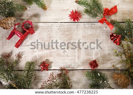 festive Christmas background. photo frame, postcard, poster, invitation. happy new year. stylized background. the view from the top