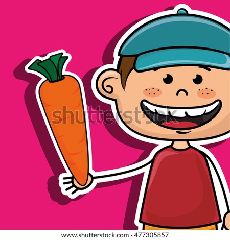 boy vegetables fork carrot