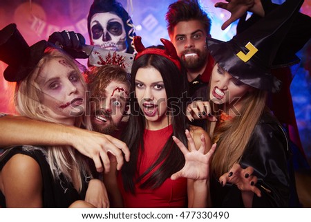 Group of creepy friends at the party
