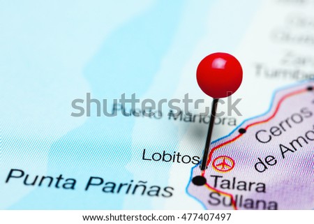 Lobitos pinned on a map of Peru
