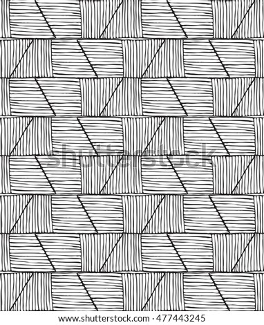 Hatched trapezoids black and white.Hand drawn with ink and marker brush seamless background.