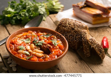 Rustic Kidney Bean Soup with beans and carrot Royalty-Free Stock Photo #477445771