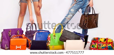 Leather handbags isolated Royalty-Free Stock Photo #477511777