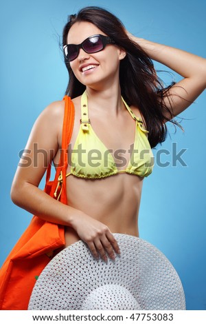 Beautiful young woman in summer beach series