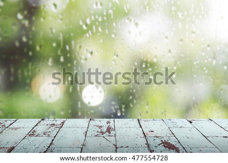 Vintage wooden in rainy day