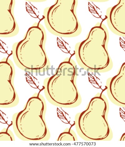 Seamless doodle vector pattern with pear. Autumn illustration. Vector background. Design for textile, paper, wrapping. 